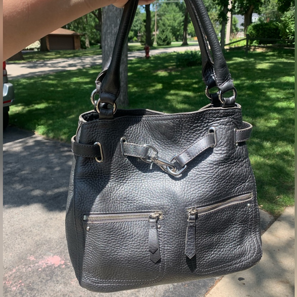 Cole Haan Metallic Pebbled Leather Bucket Bag